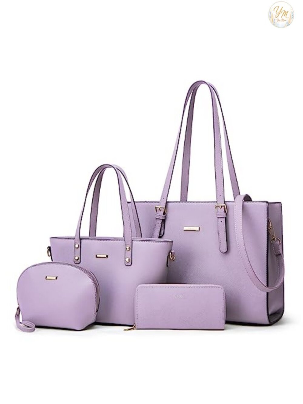 Synthetic Leather Tote Bag Shoulder Satchel Purse Set Crossbody